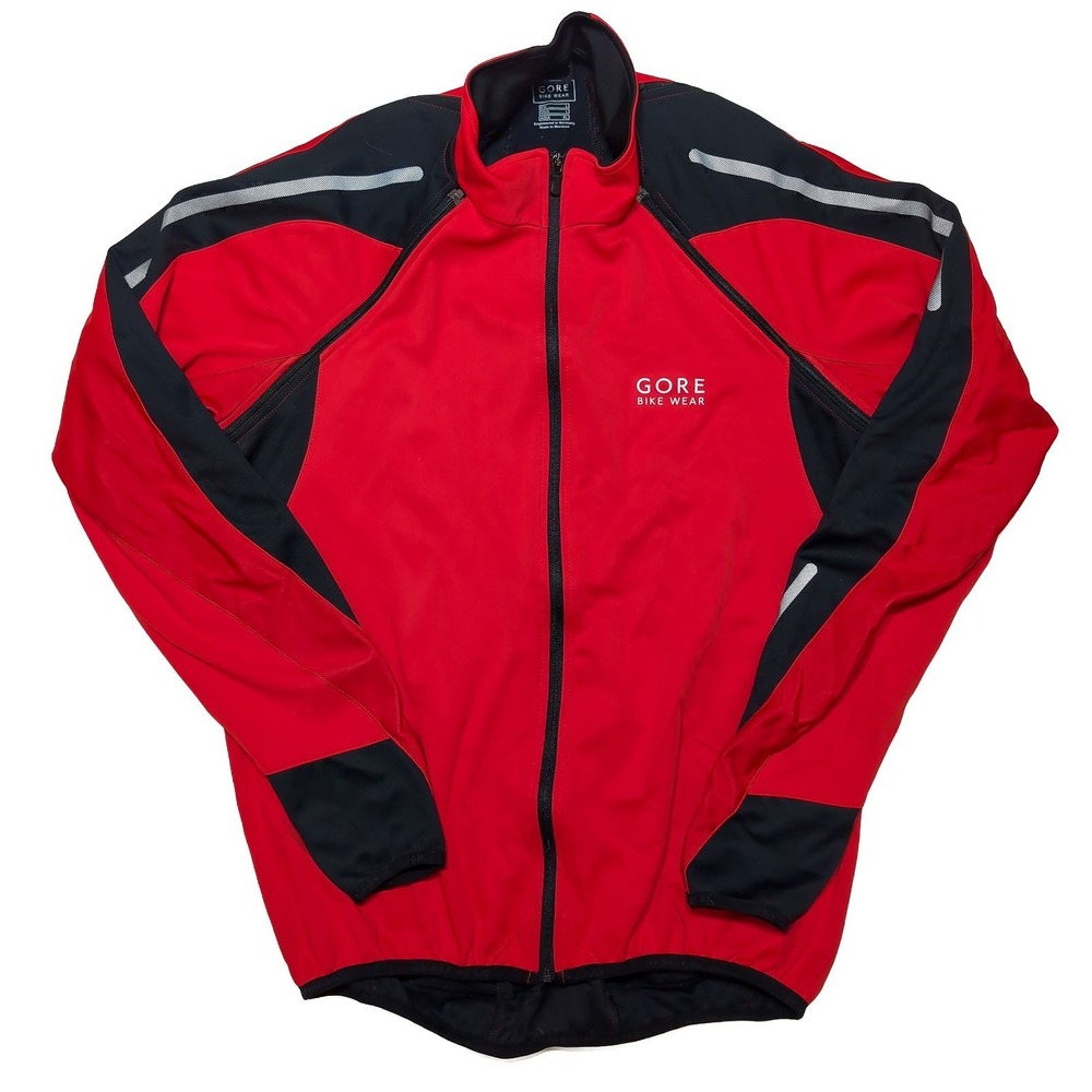 GORE Bike Wear Full Zip Cycling Jacket Windstopper Soft Shell Red Large L